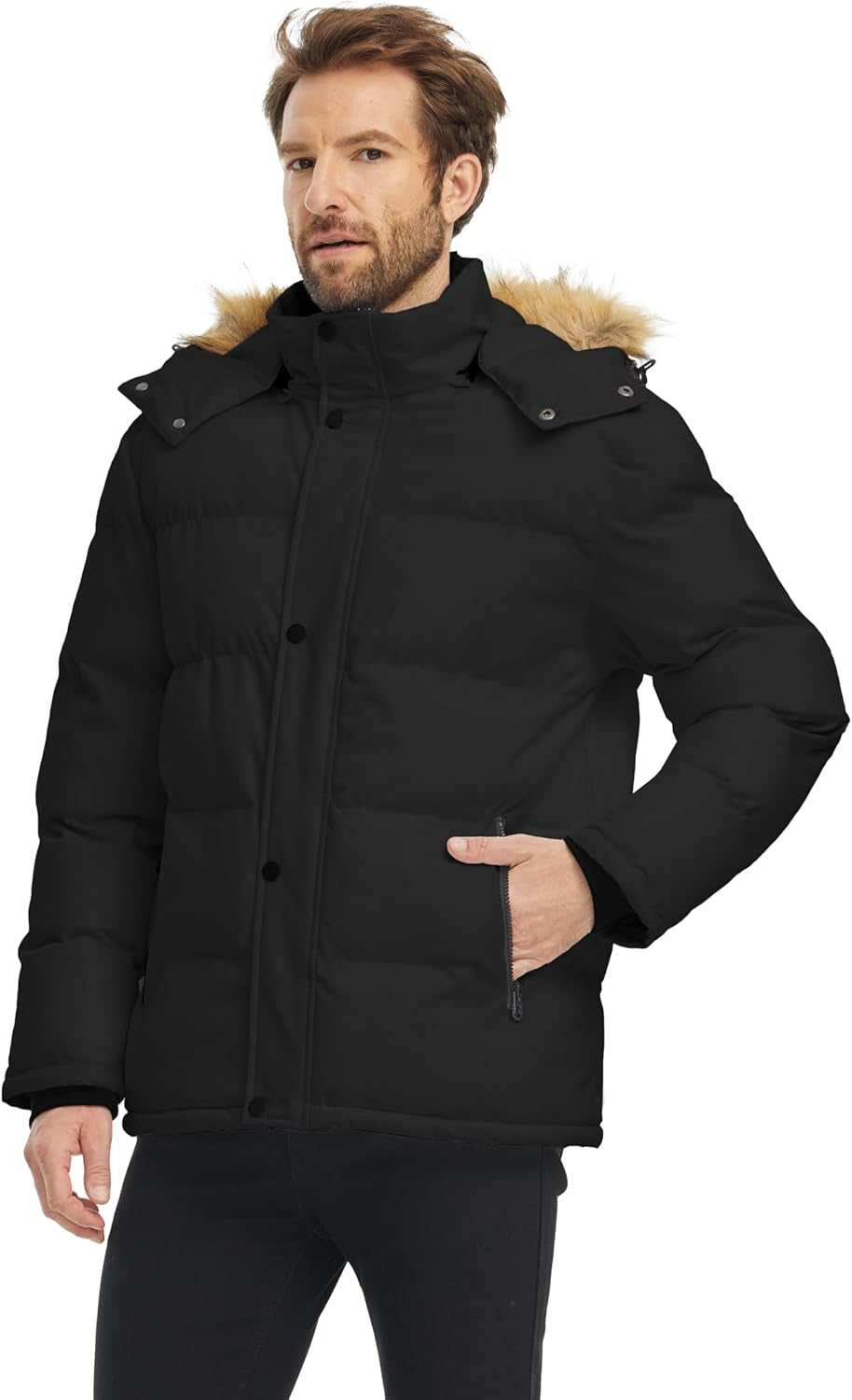 Men'S Hooded Winter Coat Waterproof Puffer Jacket Warmth Winter Jacket