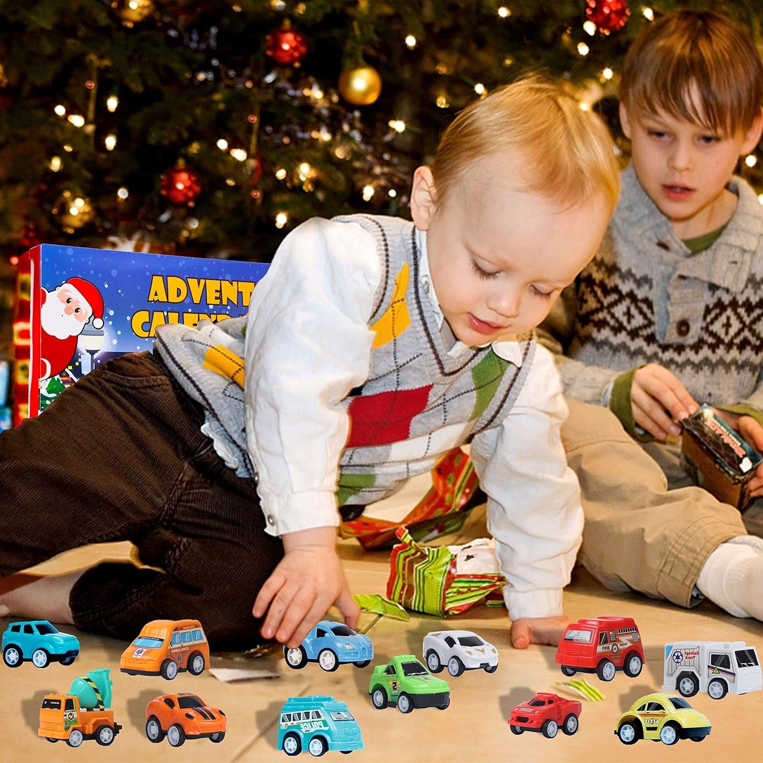 Christmas Advent Calendar 2025 with 24 Different Vehicles, Car Advent Calendar for Kids, Car Stocking Stuffer Toys, Countdown to Christmas for Kids Toddlers Teen Boys and Girls