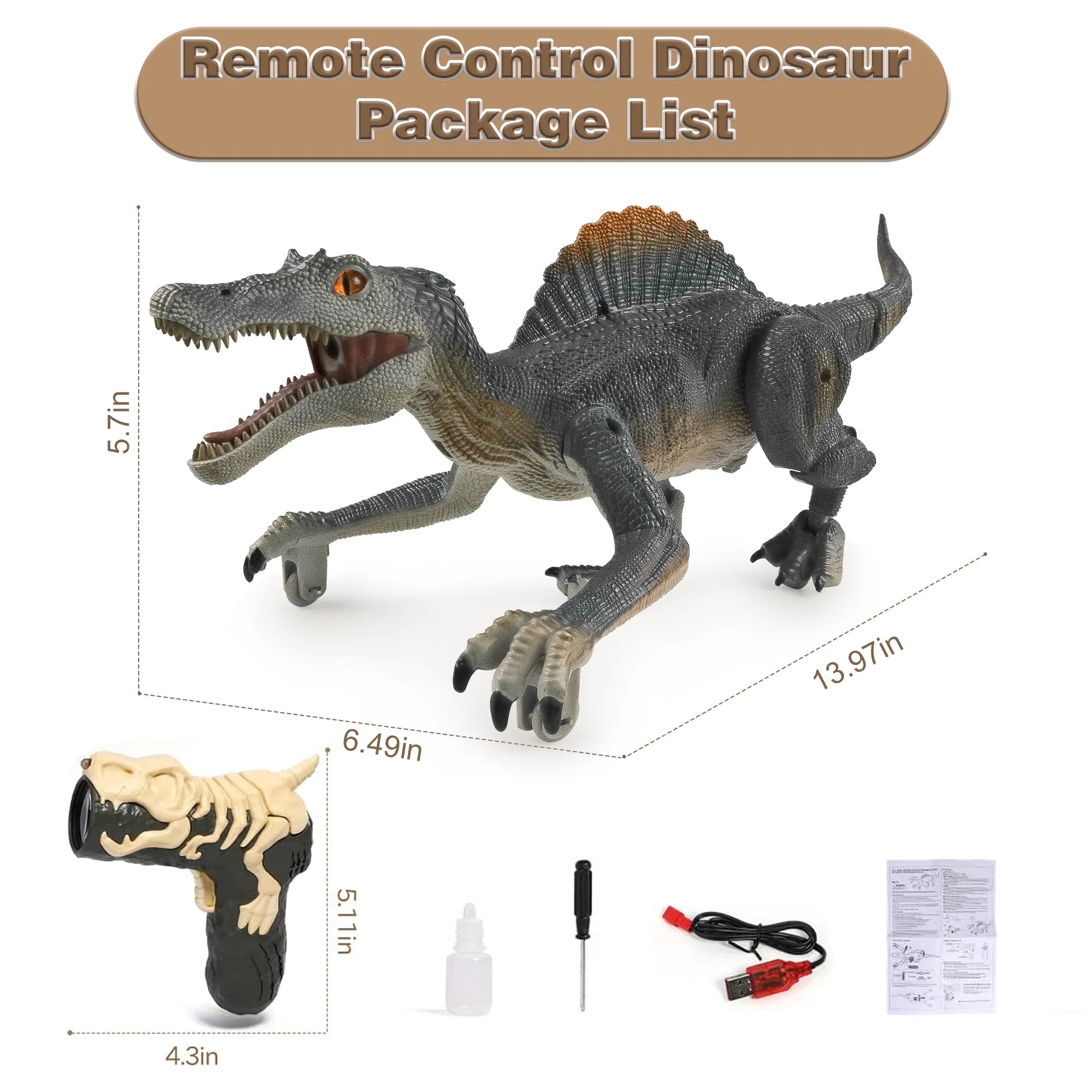 Remote Control Dinosaur Toys for Boys Kids, Electronic RC Robot Toy Walking Roaring Spray Dinosaur Gift for Birthday Christmas for Kids 3-8 Year