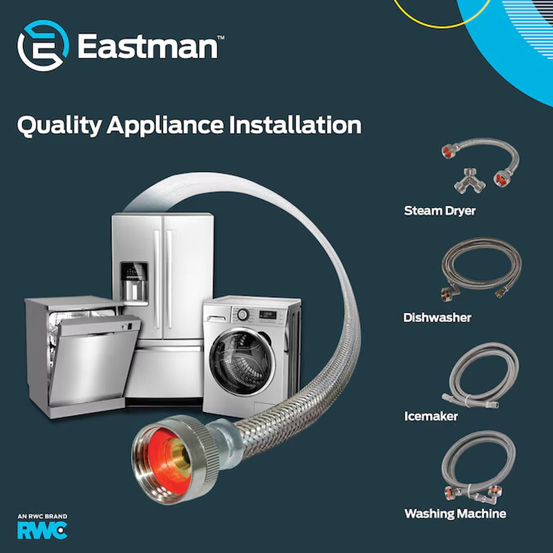5-Ft 1/4 -In Compression Inlet X 1/4 -In Compression Outlet Stainless Steel Ice Maker Connector