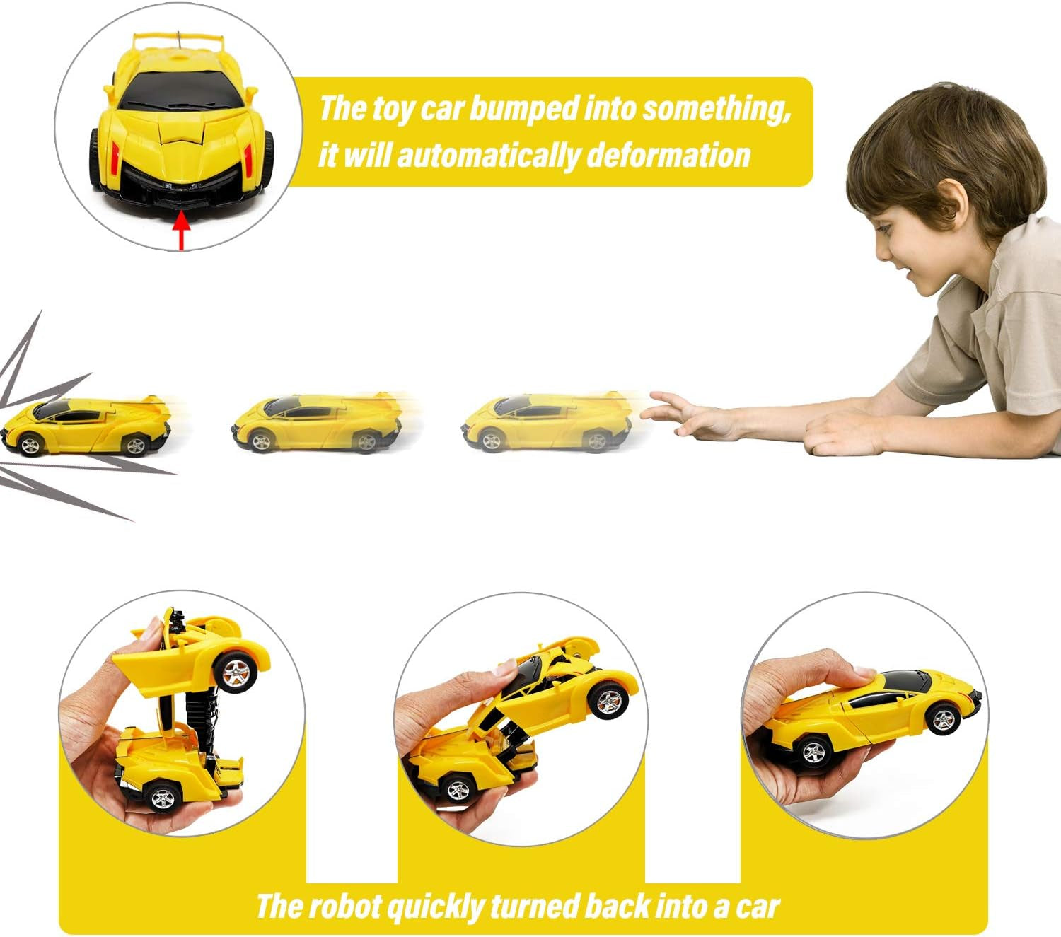 Present for for 3-6 Year Old Boys, Transforming Toys Cars for 3-8 Year Old Boys, Friction Powered Car Truck Toys for Boys Girls Toddler Aged 3, 4, 5 Year Old Present for Kids Christmas.