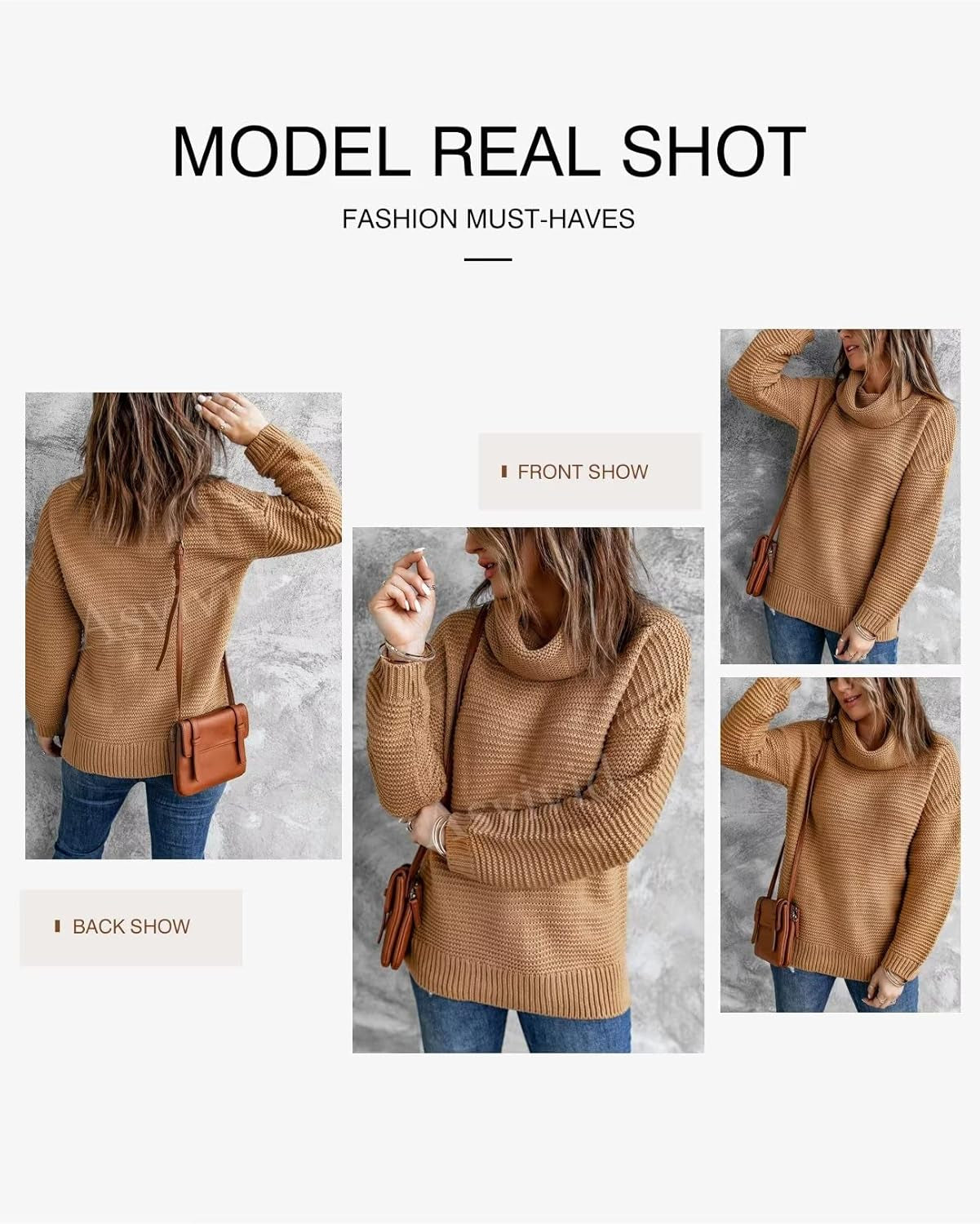 Chunky Turtleneck Sweaters for Women Long Sleeve Knit Pullover Sweater Jumper Tops