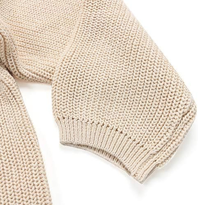 Baby Girl Boy Knit Sweater Long Sleeve Blouse Pullover Toddler Kids Solid Color Warm Sweatshirt Tops (Beige, 12-18 Months)