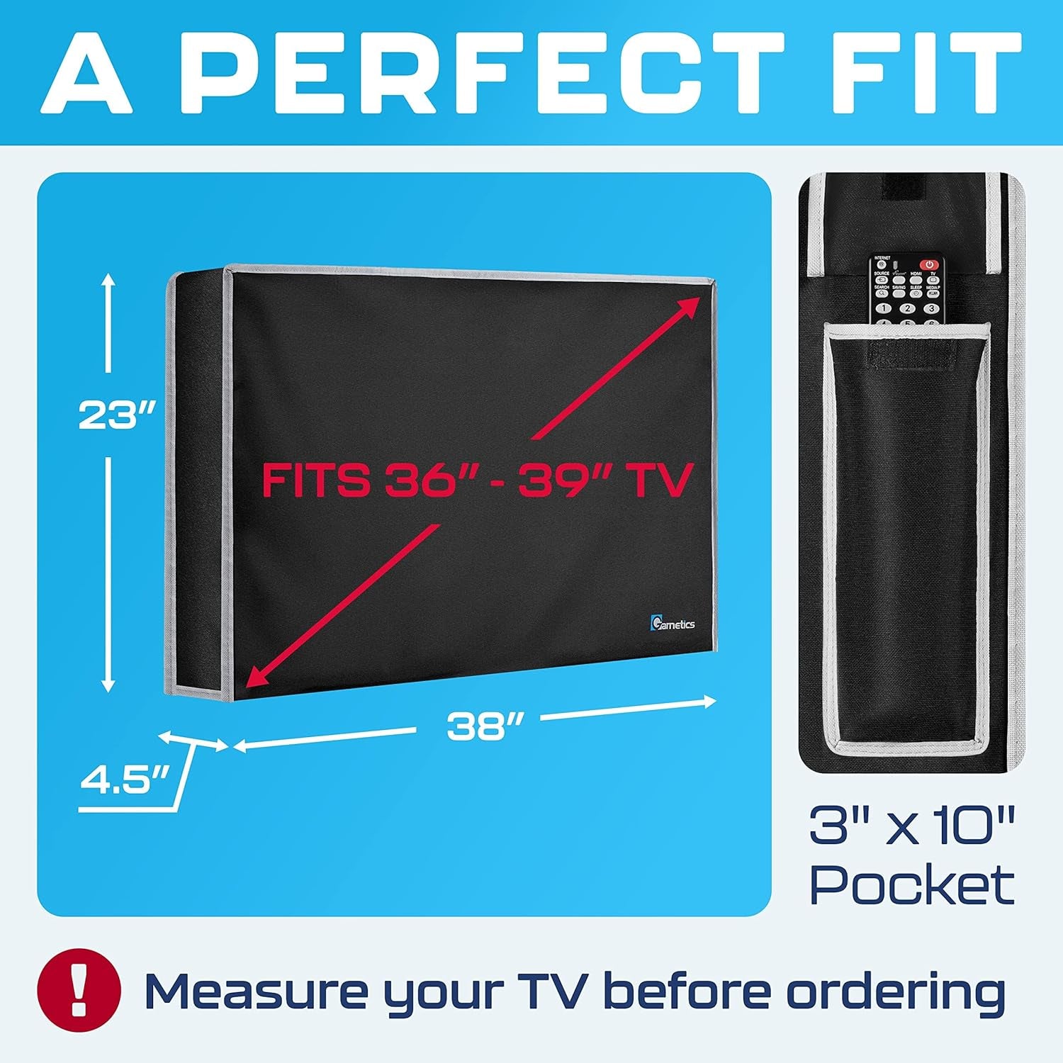 Outdoor TV Cover 36-39 Inch | Waterproof and Weatherproof TV Covers | Outdoor TV Enclosure | Smart Shield TV Screen Protector for outside TV | Cover for Moving | TV Display Protectors – Black