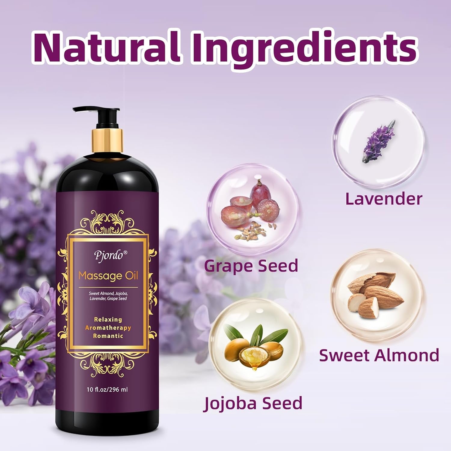 Aromatherapy Lavender Massage Oil, 10 Fl Oz Relaxing Massage Oil for Massage The