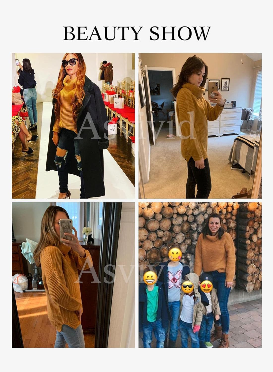 Chunky Turtleneck Sweaters for Women Long Sleeve Knit Pullover Sweater Jumper Tops