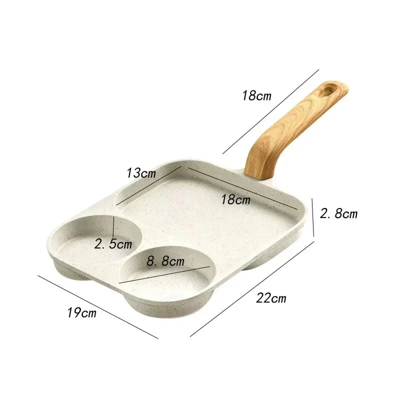 Breakfast Frying Pan Multi-Section Fried Egg Burger Pot Wheat Rice Stone Steak Pot Nonstick Three-In-One Cookware Omelet Pan
