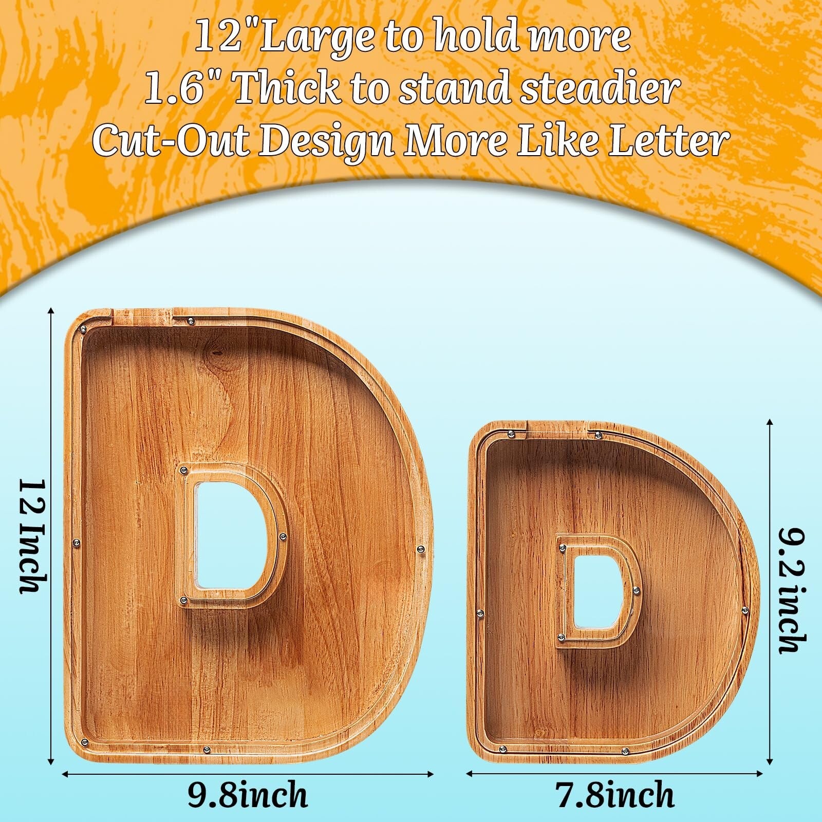12" Extra Large Wooden Letter Piggy Banks - Piggy Banks for Boys Girls Kids, ...