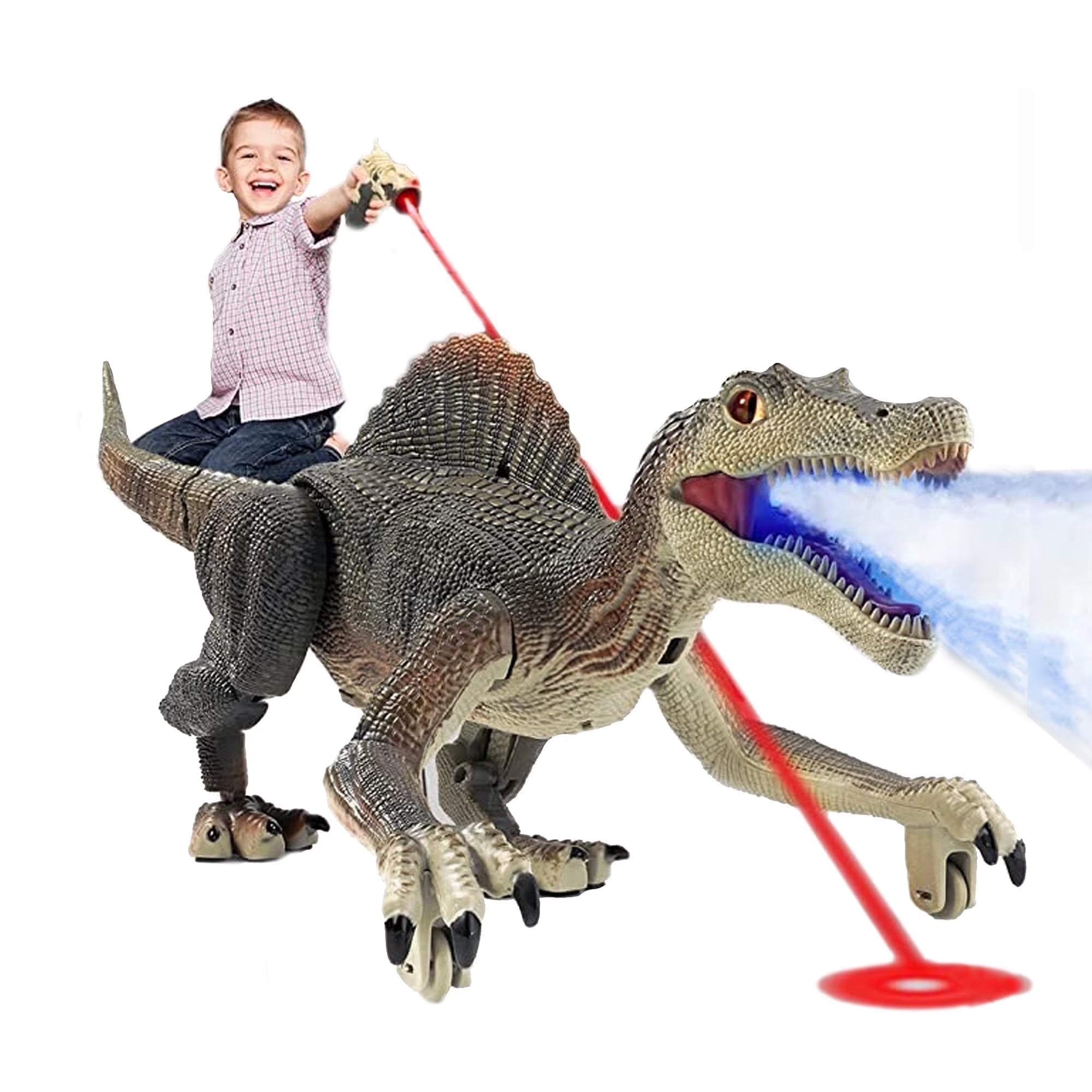 Remote Control Dinosaur Toys for Boys Kids, Electronic RC Robot Toy Walking Roaring Spray Dinosaur Gift for Birthday Christmas for Kids 3-8 Year