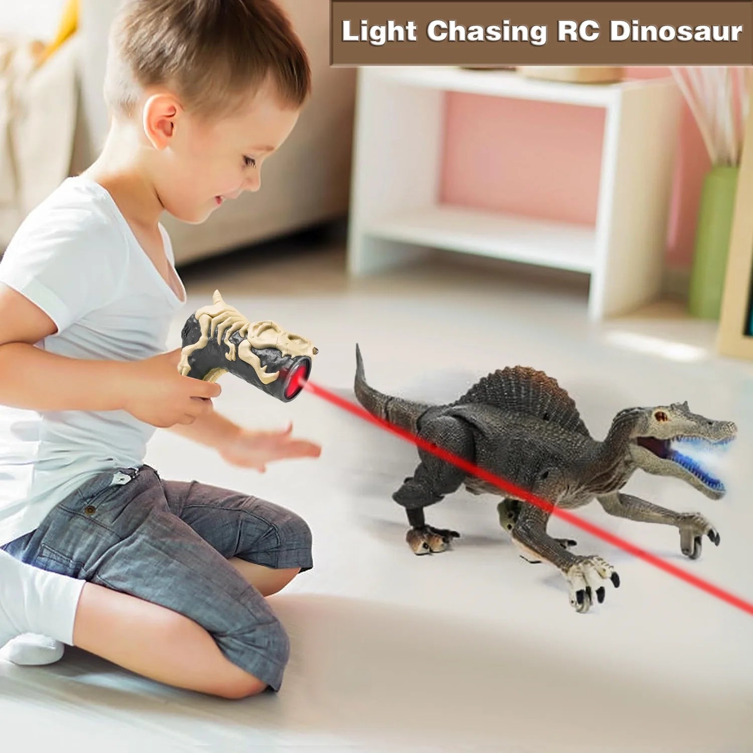 Remote Control Dinosaur Toys for Boys Kids, Electronic RC Robot Toy Walking Roaring Spray Dinosaur Gift for Birthday Christmas for Kids 3-8 Year