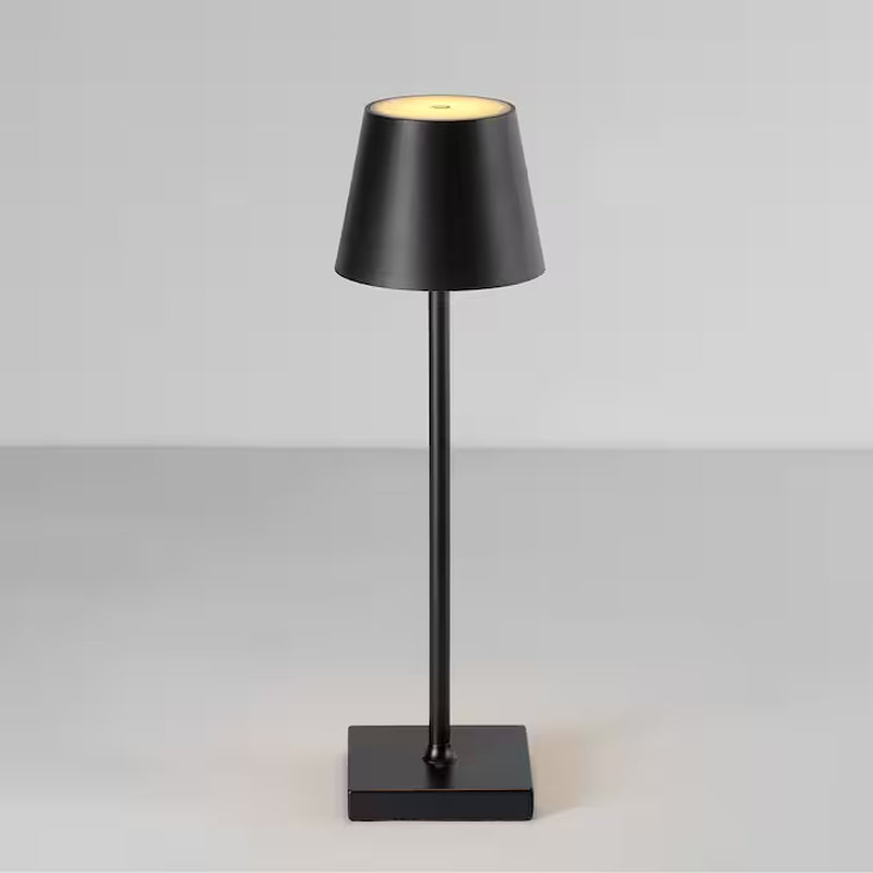 15-In Matte Black LED On/Off Switch Table Lamp with Plastic Shade