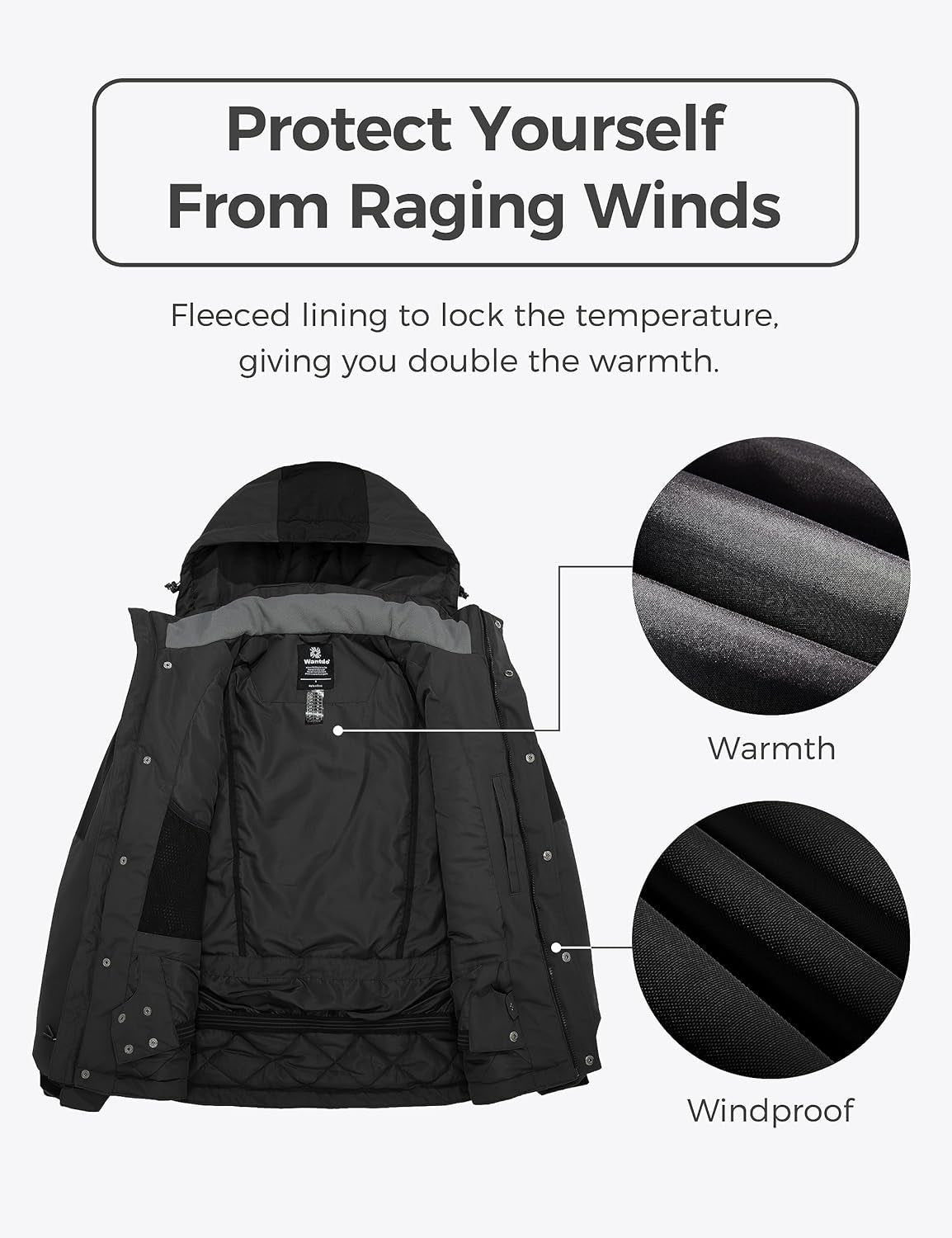 Men'S Mountain Waterproof Ski Jacket Warm Winter Snowboarding Jacket Snow Rain Coat