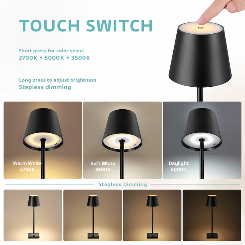 15-In Matte Black LED On/Off Switch Table Lamp with Plastic Shade