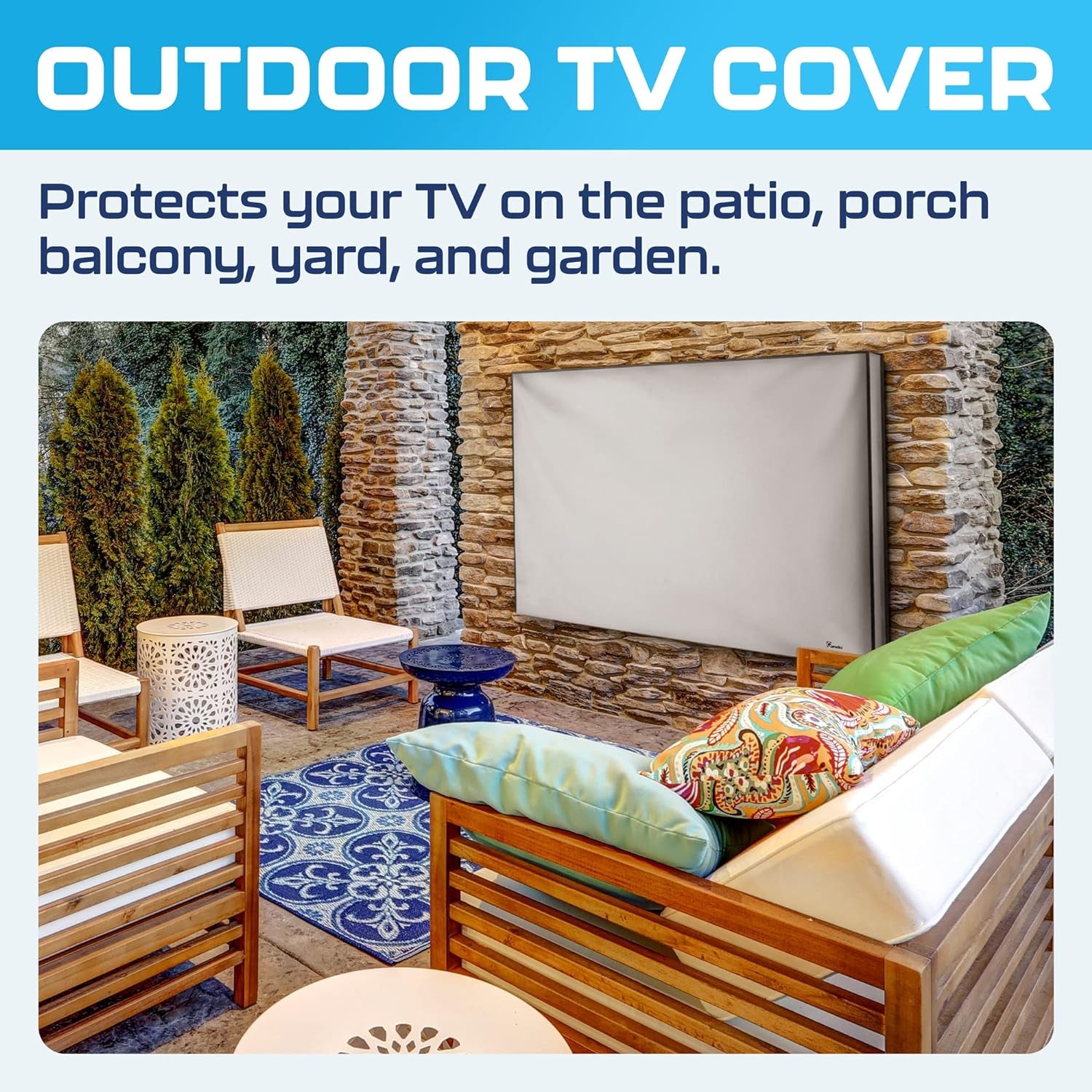 Outdoor TV Cover 60-65 Inch Waterproof and Weatherproof TV Covers | Outdoor TV Enclosure | Smart Shield TV Screen Protector for outside TV | Cover for Moving | TV Display Protectors - Gray