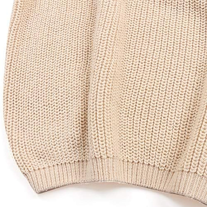 Baby Girl Boy Knit Sweater Long Sleeve Blouse Pullover Toddler Kids Solid Color Warm Sweatshirt Tops (Beige, 12-18 Months)