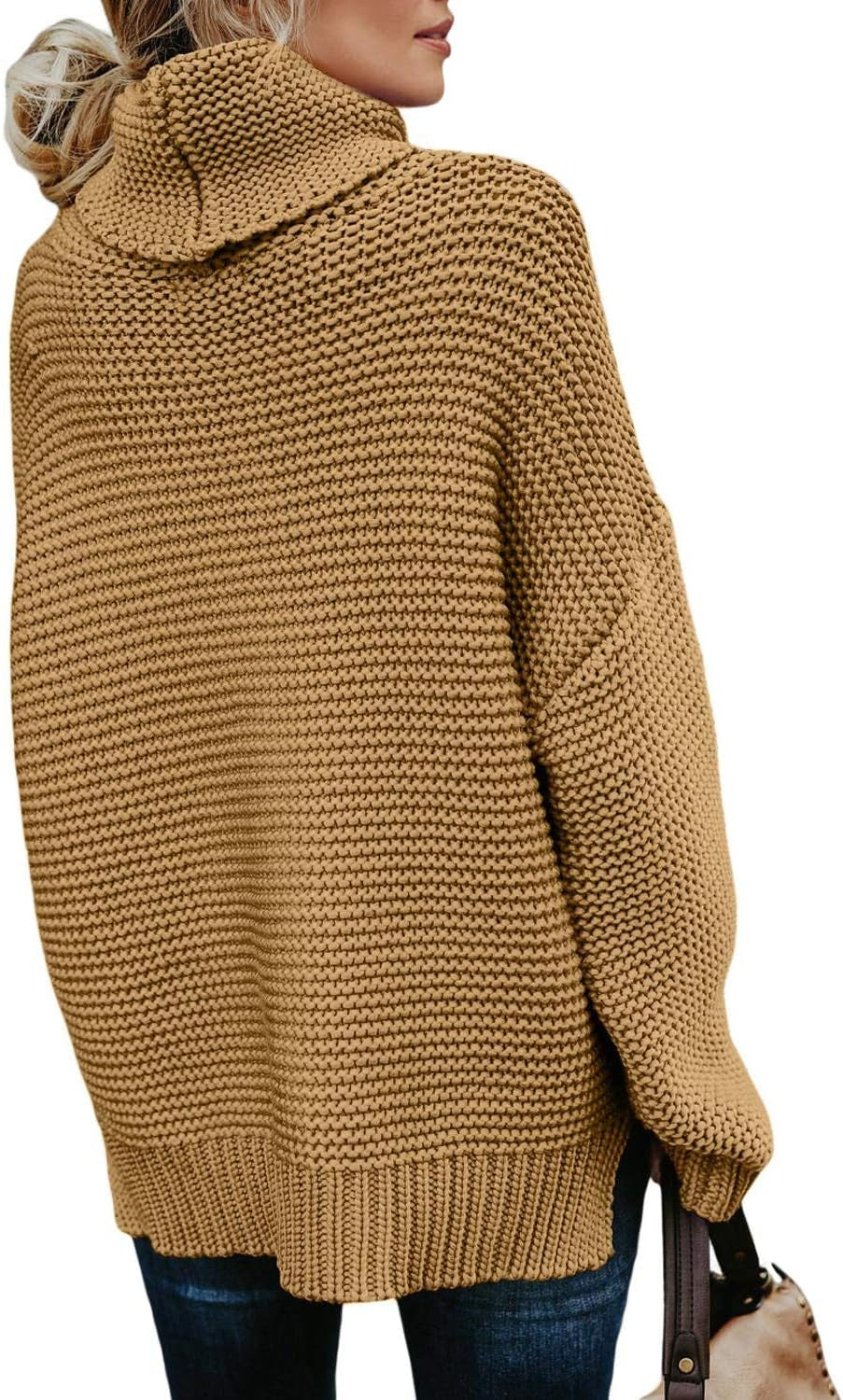 Chunky Turtleneck Sweaters for Women Long Sleeve Knit Pullover Sweater Jumper Tops
