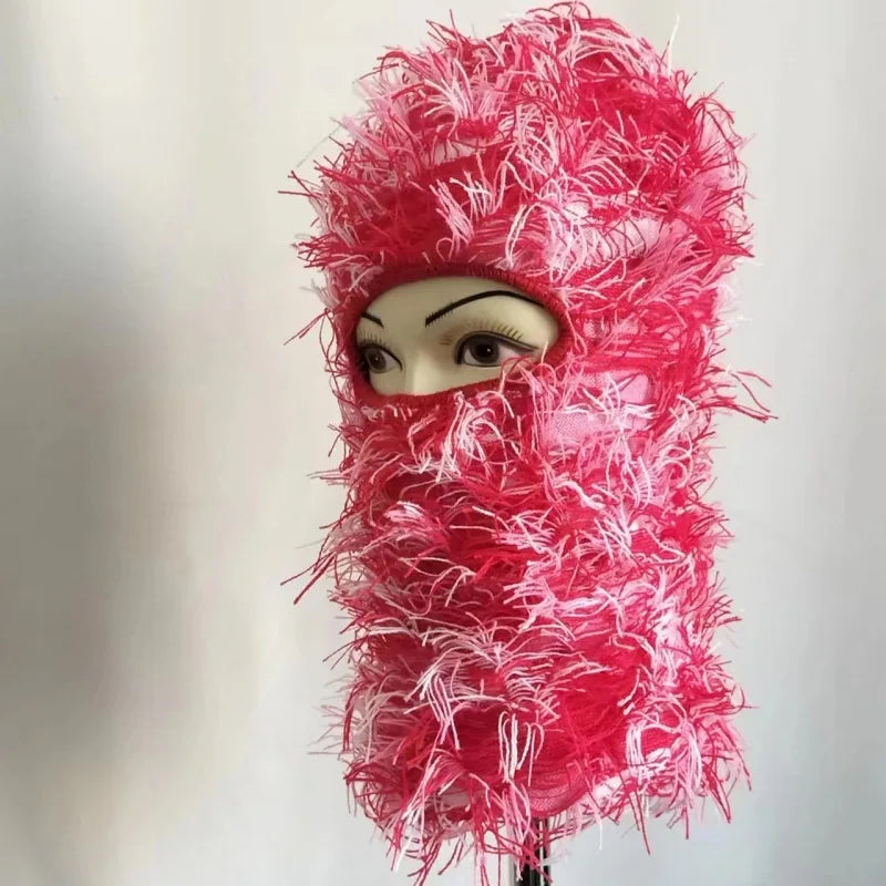 Full Face Cover Ski Mask Hat Balaclava Distressed Knitted Beanie