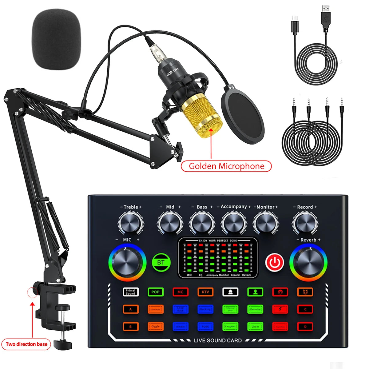 Live Sound Card Podcast Equipment With BM-800 Microphone