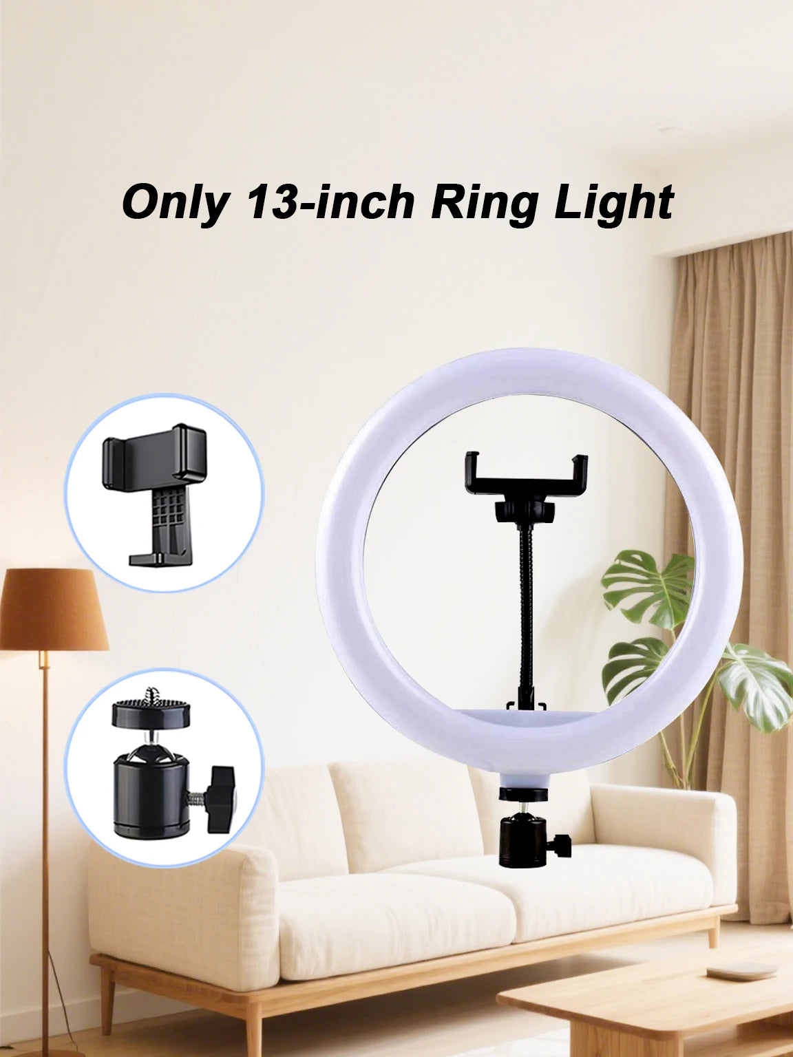 LED Ring Light with Adjustable Color Temperatures 62.9-Inch Tripod