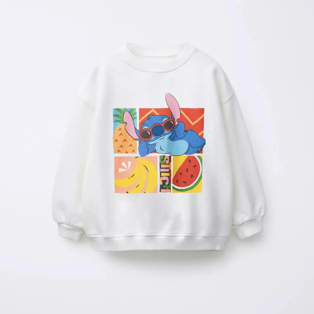 Spring New Stitch Print Sweatshirts Tops For Baby Girl Clothing