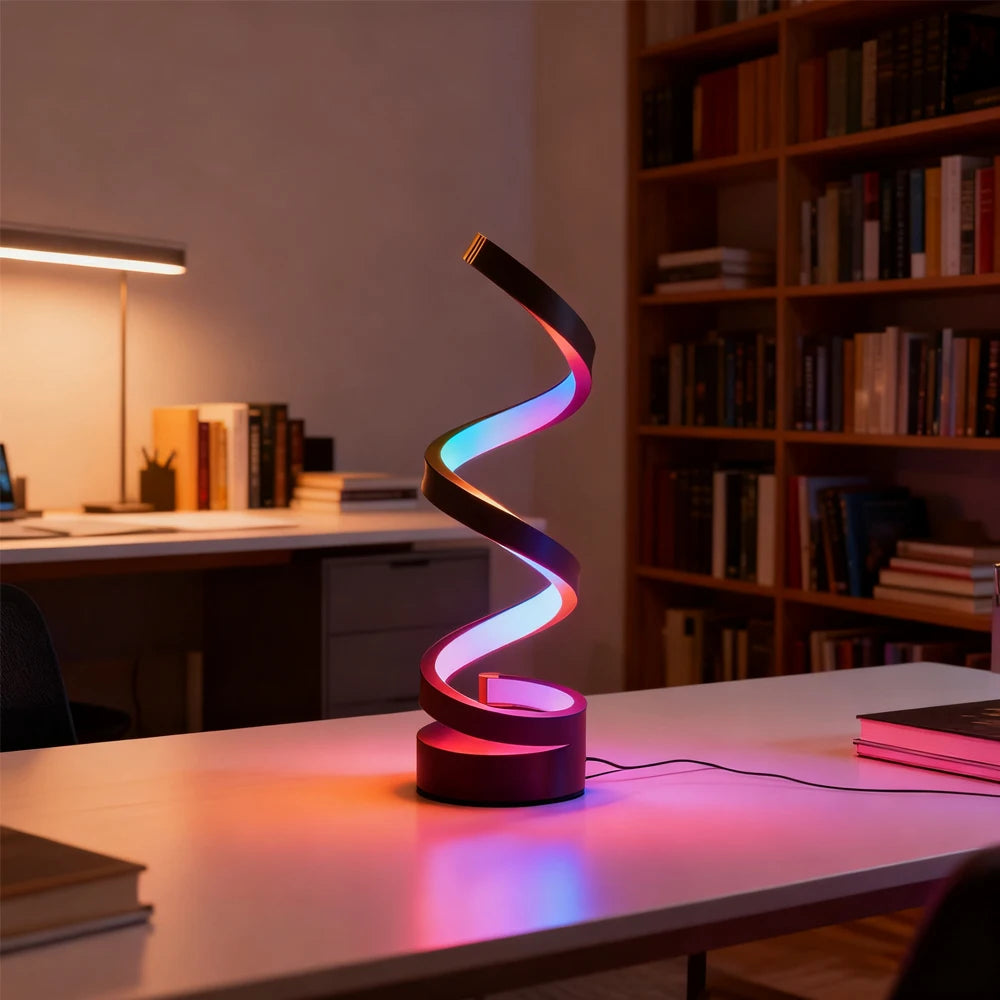 Modern Spiral Table LED Night Light Dimmable Table Lamp Living