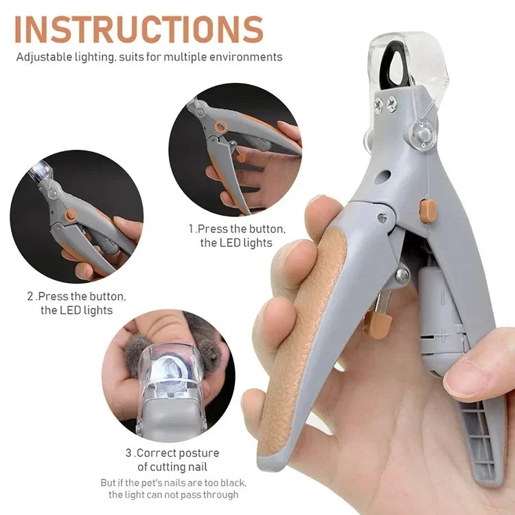 Professional Pet Nail Clipper Scissors With LED Light Cat Dog