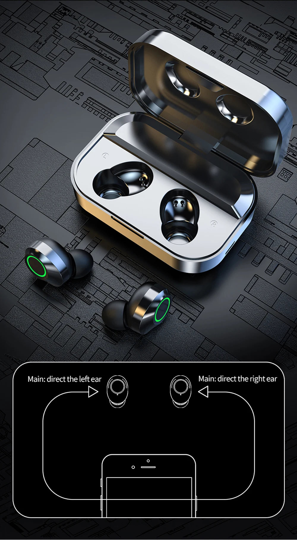New TWS Wireless Bluetooth Earphones Sport Stereo Headphones