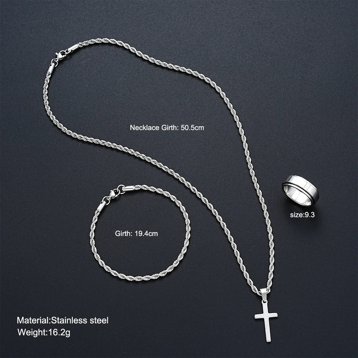 Stainless Steel Simple Jewelry Set For Men Women Fashion Silver
