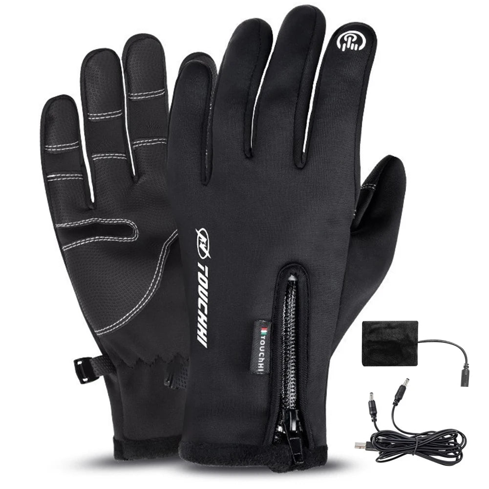 USB Touch Screen Gloves Heated Motorcycle Gloves Winter Skiing
