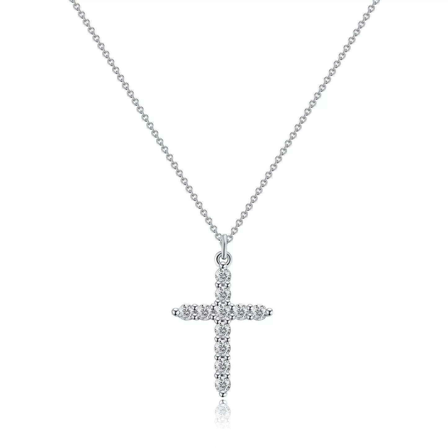 Cubic Zircon Rotatable Crown Cross Pendant Necklaces