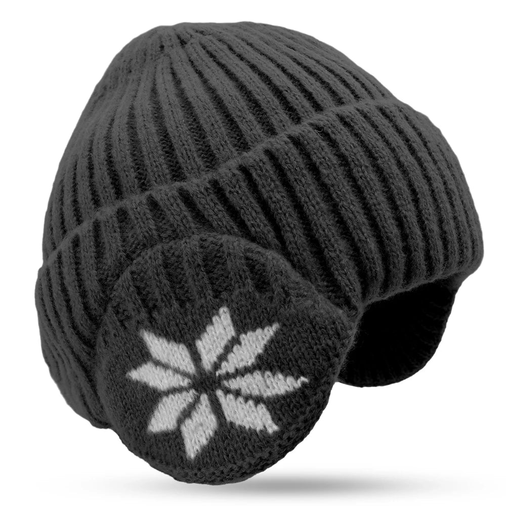 New Outdoor Women Men Winter Knitted Hat Plush Warm Peaked