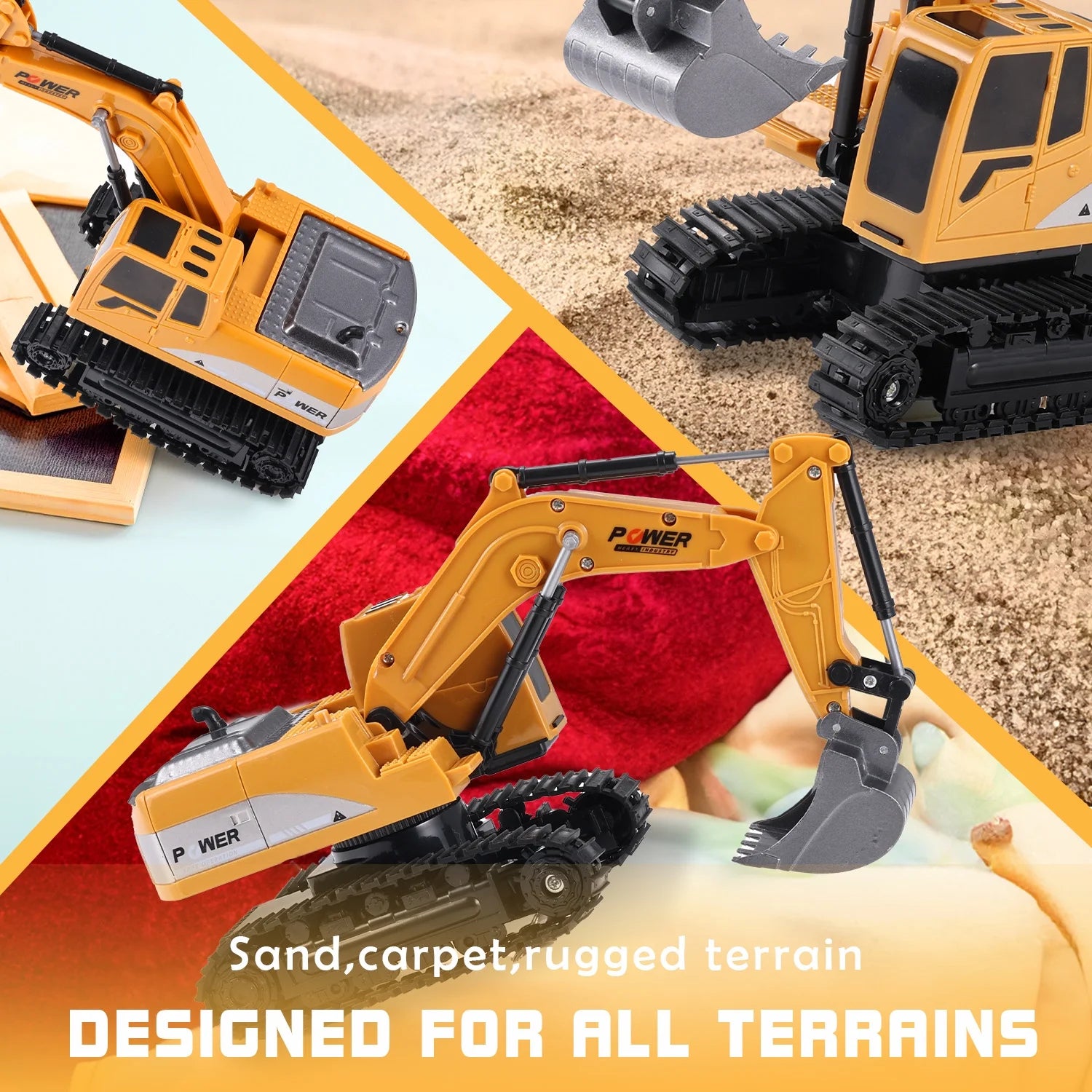 Remote Control Excavator for Kids, 2.4Ghz 6 Channel RC Truck Excavator Construction Vehicle Toy with Metal Shovel, Lights & Sounds for Toddler Boys Age 3 4 5 6 7 8 Year Old