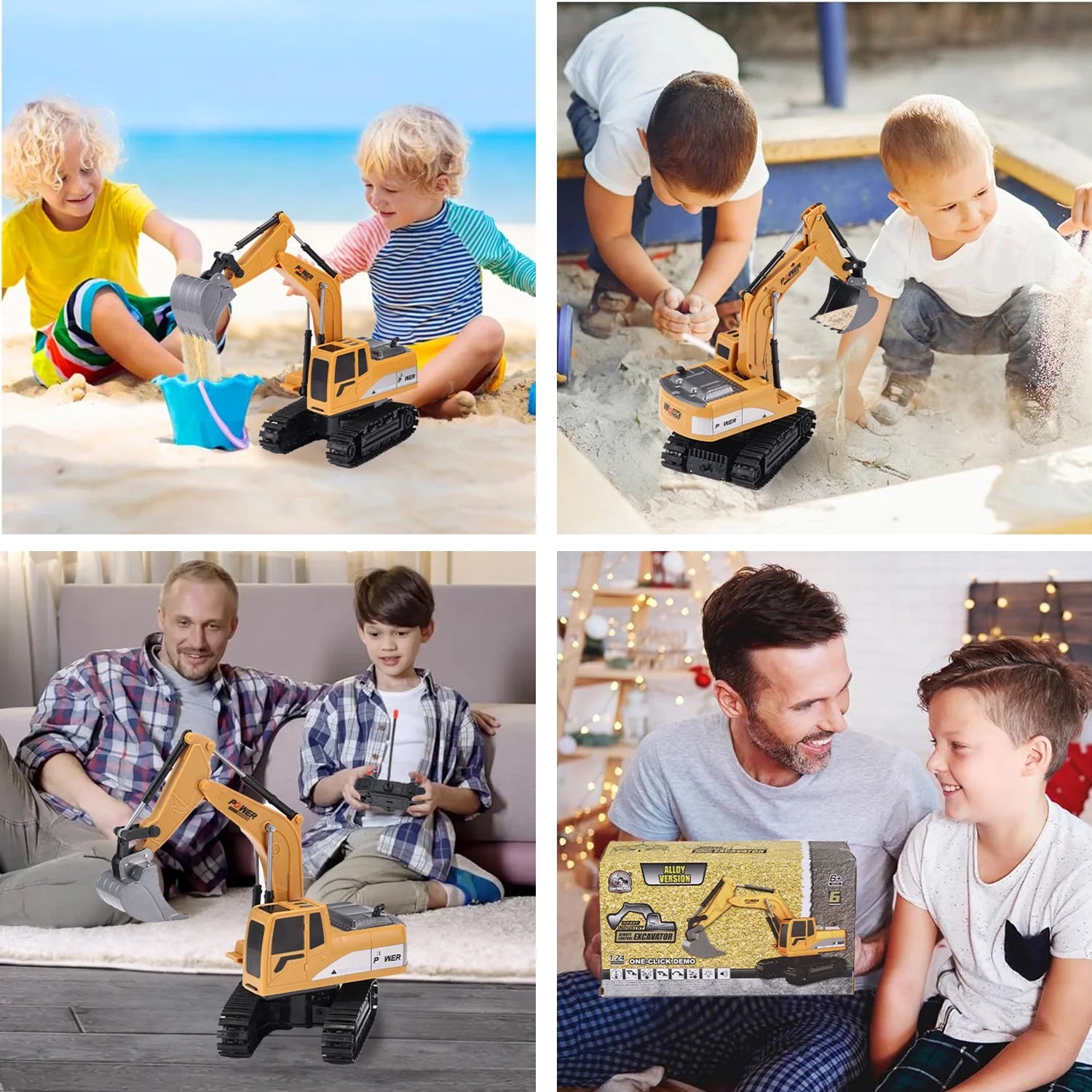 Remote Control Excavator for Kids, 2.4Ghz 6 Channel RC Truck Excavator Construction Vehicle Toy with Metal Shovel, Lights & Sounds for Toddler Boys Age 3 4 5 6 7 8 Year Old