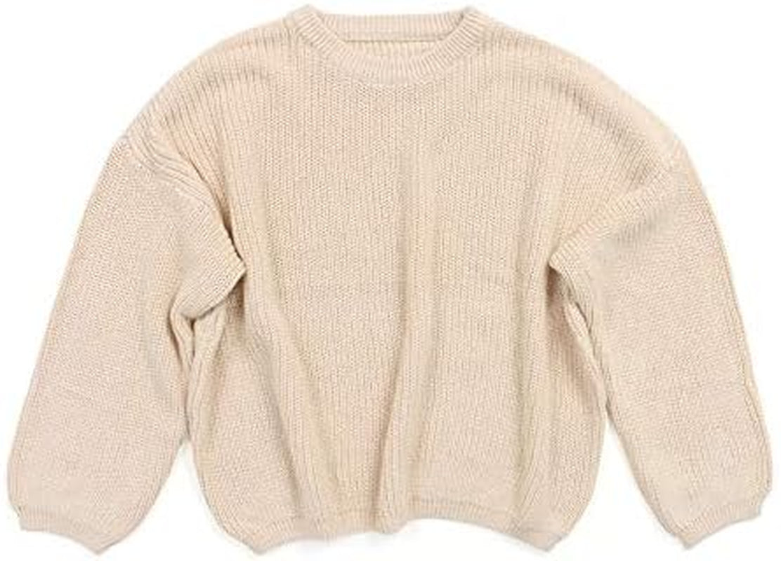 Baby Girl Boy Knit Sweater Long Sleeve Blouse Pullover Toddler Kids Solid Color Warm Sweatshirt Tops (Beige, 12-18 Months)