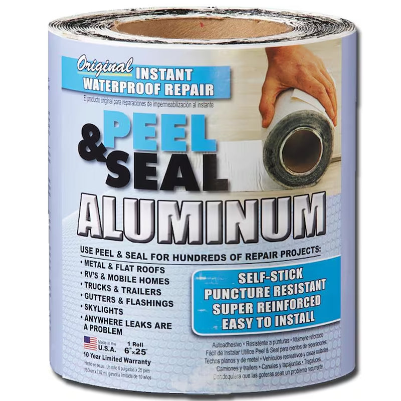 Instant Waterproof Repairs 6-In X 25-Ft Silver Aluminum Self-Adhesive Roll Flashing