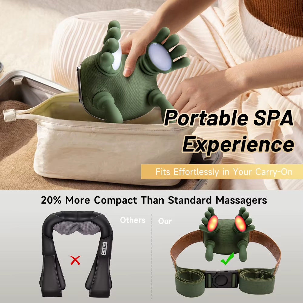Neck Massager Red Light Hot Compress Cervical Spine Massager Shoulder Neck Shiatsu Kneading Trapezius Massage Relax Pain Relief