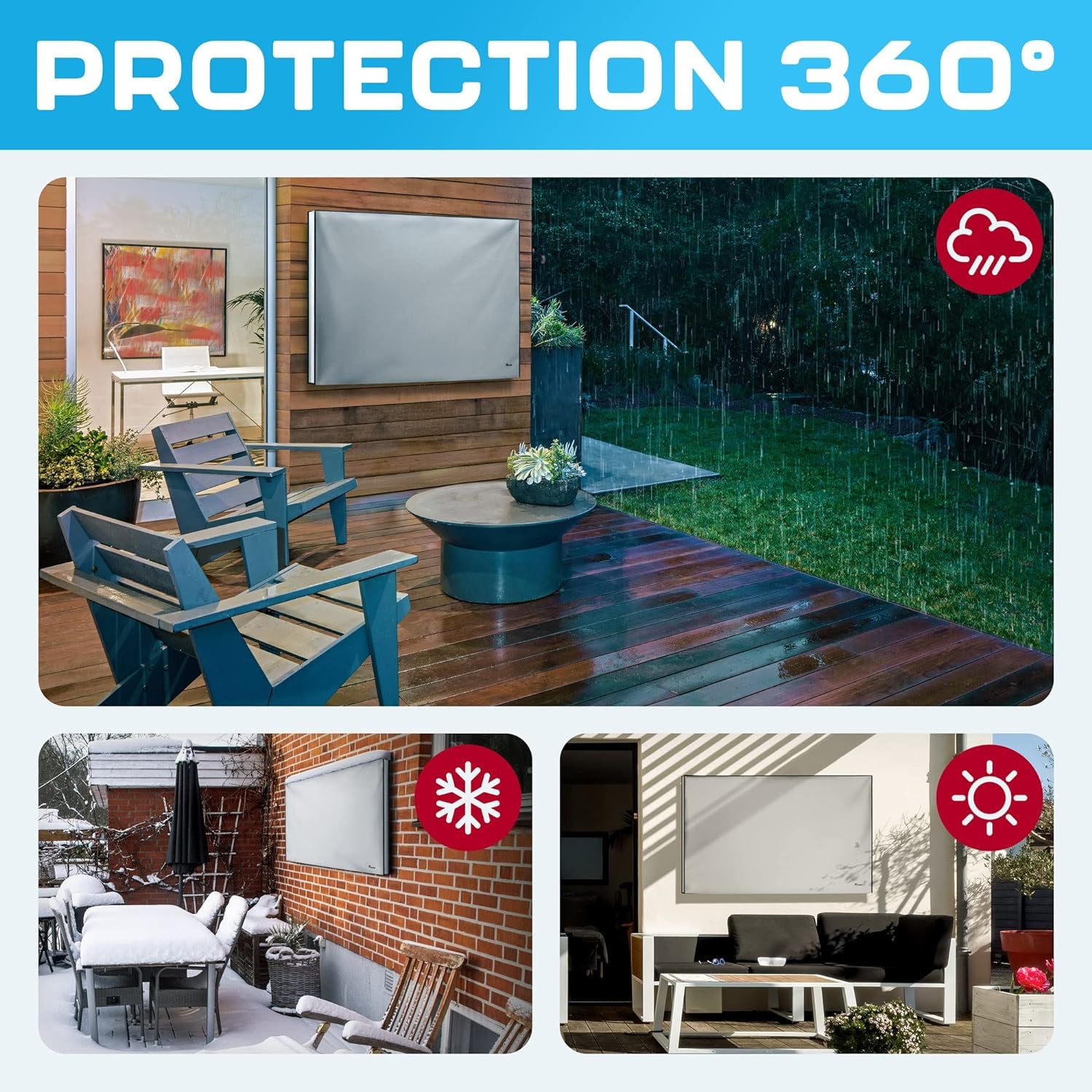 Outdoor TV Cover 60-65 Inch Waterproof and Weatherproof TV Covers | Outdoor TV Enclosure | Smart Shield TV Screen Protector for outside TV | Cover for Moving | TV Display Protectors - Gray