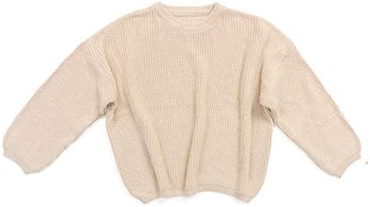 Baby Girl Boy Knit Sweater Long Sleeve Blouse Pullover Toddler Kids Solid Color Warm Sweatshirt Tops (Beige, 12-18 Months)