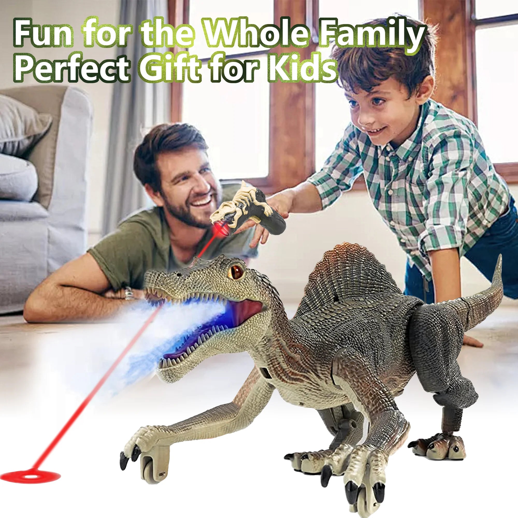 Remote Control Dinosaur Toys for Boys Kids, Electronic RC Robot Toy Walking Roaring Spray Dinosaur Gift for Birthday Christmas for Kids 3-8 Year
