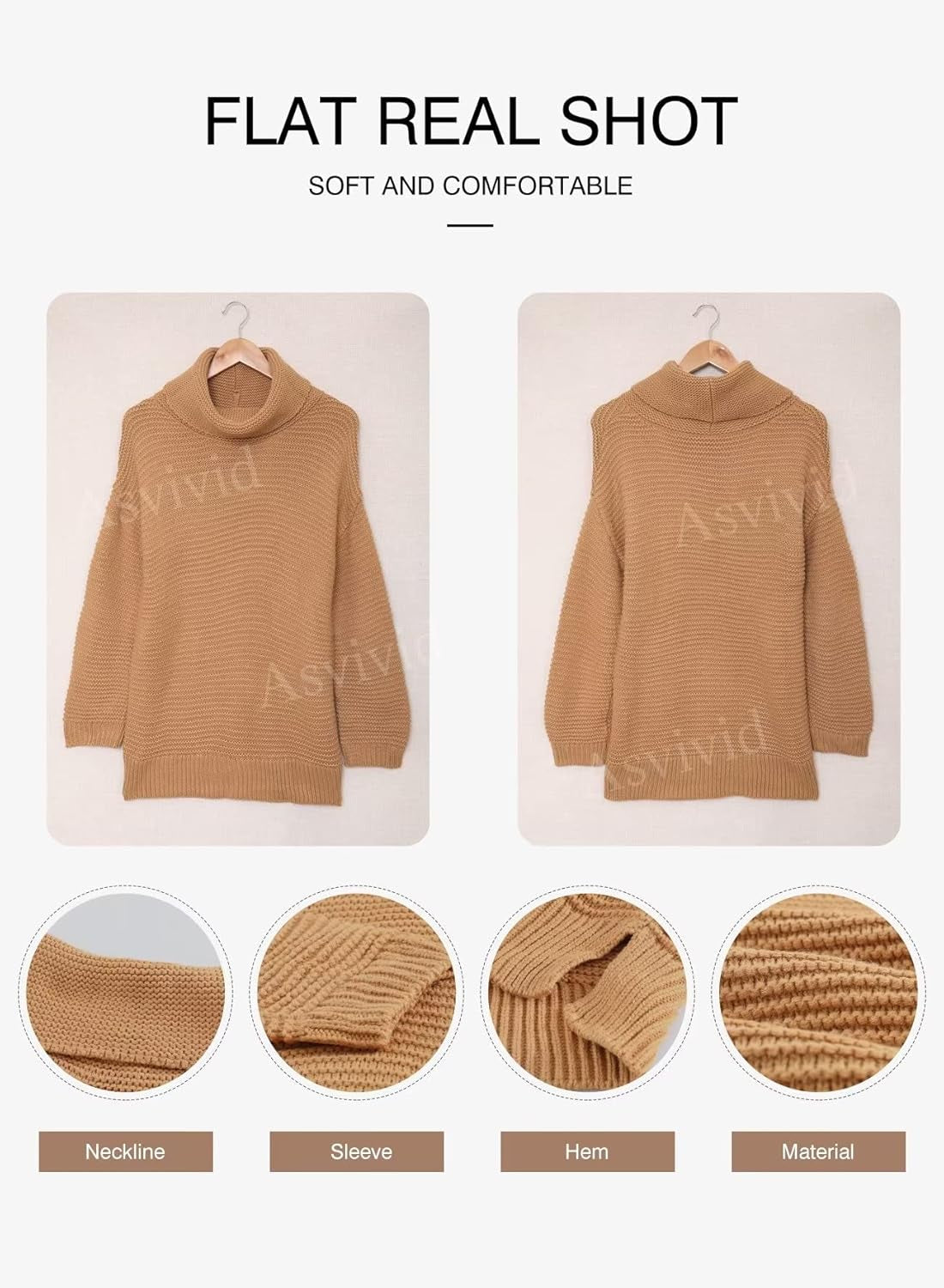 Chunky Turtleneck Sweaters for Women Long Sleeve Knit Pullover Sweater Jumper Tops
