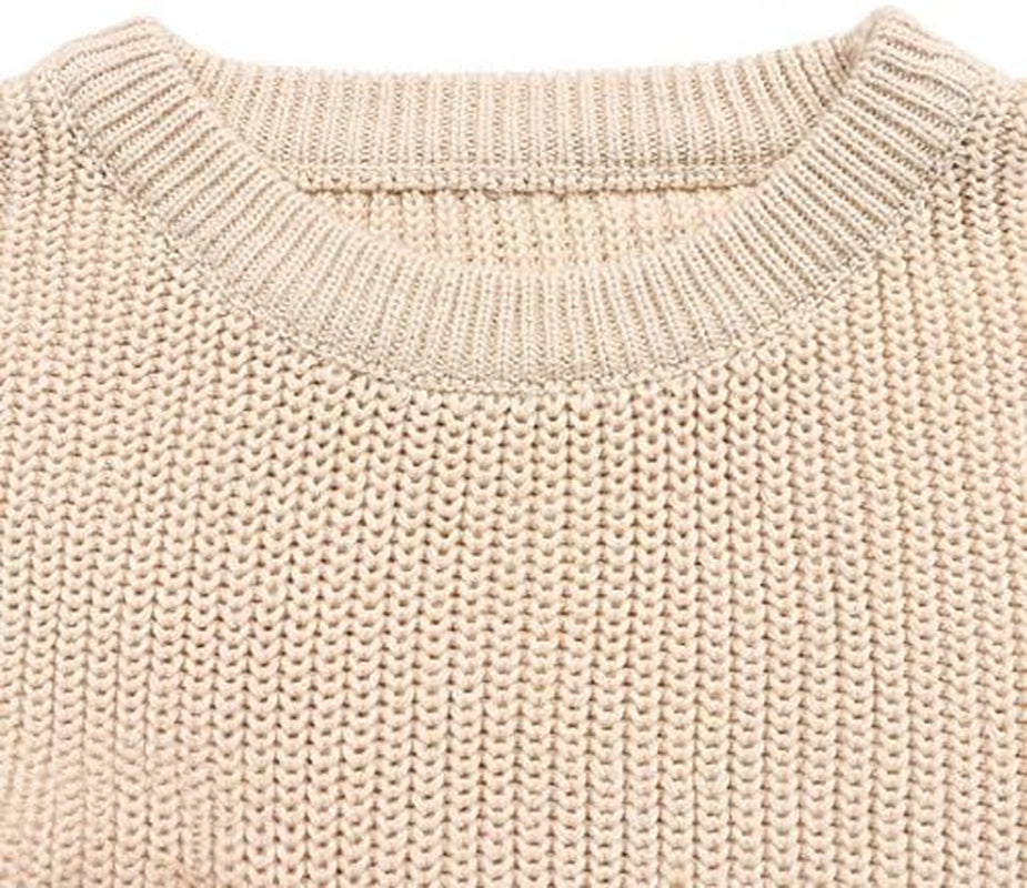 Baby Girl Boy Knit Sweater Long Sleeve Blouse Pullover Toddler Kids Solid Color Warm Sweatshirt Tops (Beige, 12-18 Months)