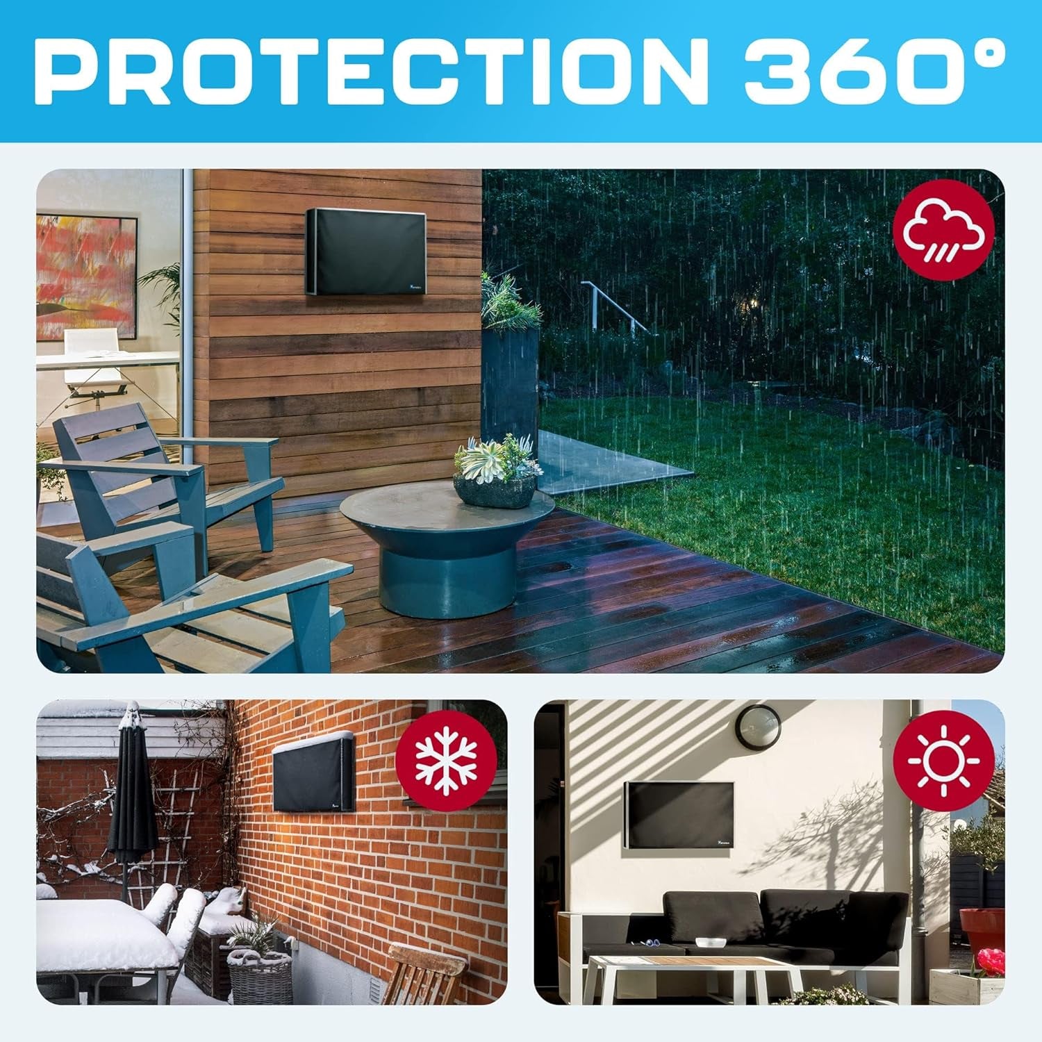 Outdoor TV Cover 36-39 Inch | Waterproof and Weatherproof TV Covers | Outdoor TV Enclosure | Smart Shield TV Screen Protector for outside TV | Cover for Moving | TV Display Protectors – Black