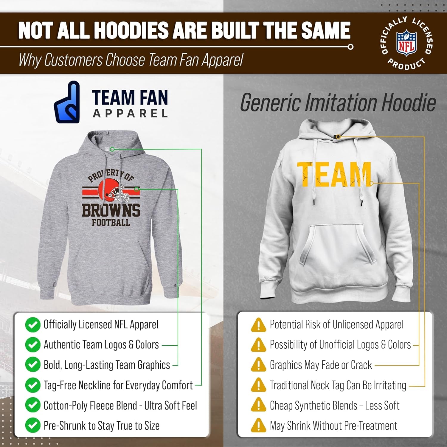 NFL Adult Property of Hooded Sweatshirt - Cotton & Polyester - Stay Warm & Represent Your Team in Style