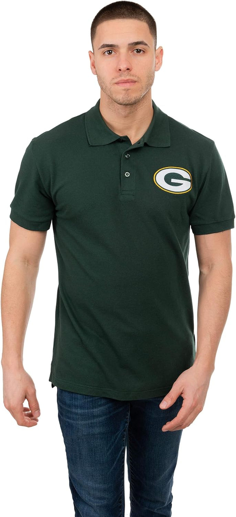Men'S NFL Team Logo Casual Color Polo Short Sleeve Shirt