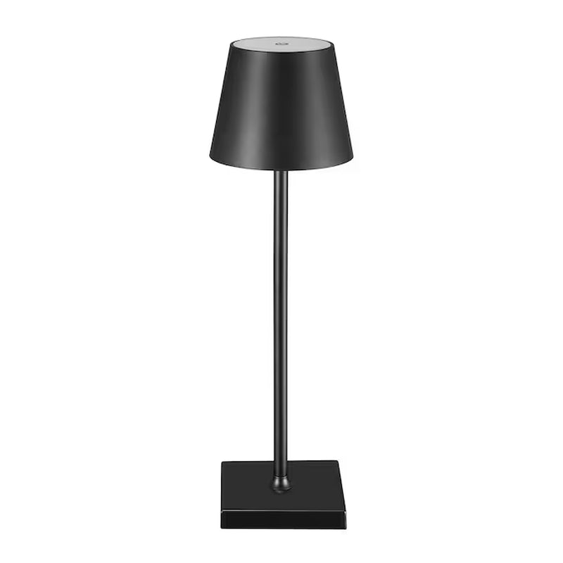 15-In Matte Black LED On/Off Switch Table Lamp with Plastic Shade