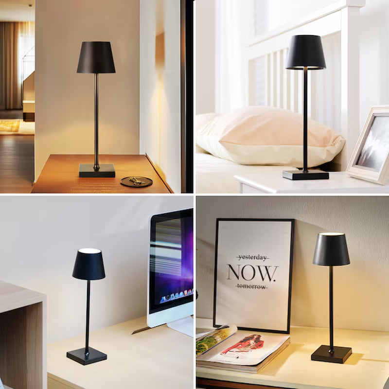 15-In Matte Black LED On/Off Switch Table Lamp with Plastic Shade