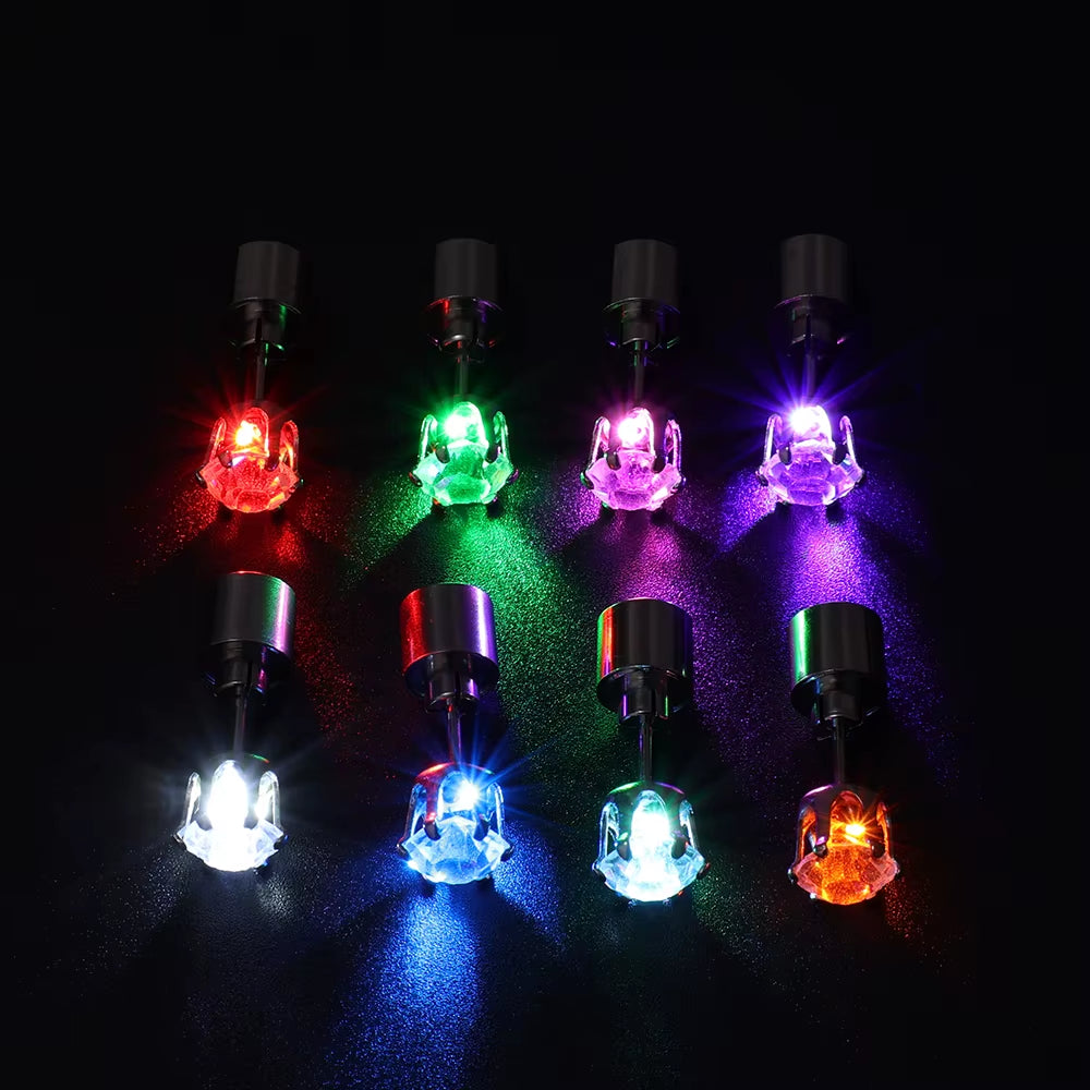 1/2Pcs LED Light up Ear Stud Earrings Colorful Flashing Zircon Earring Stainless Steel Party Night Bling Ear Ring Studs Jewelry