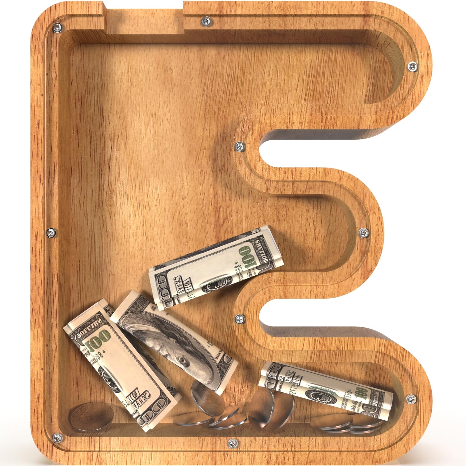 12" Extra Large Wooden Letter Piggy Banks - Piggy Banks for Boys Girls Kids, ...