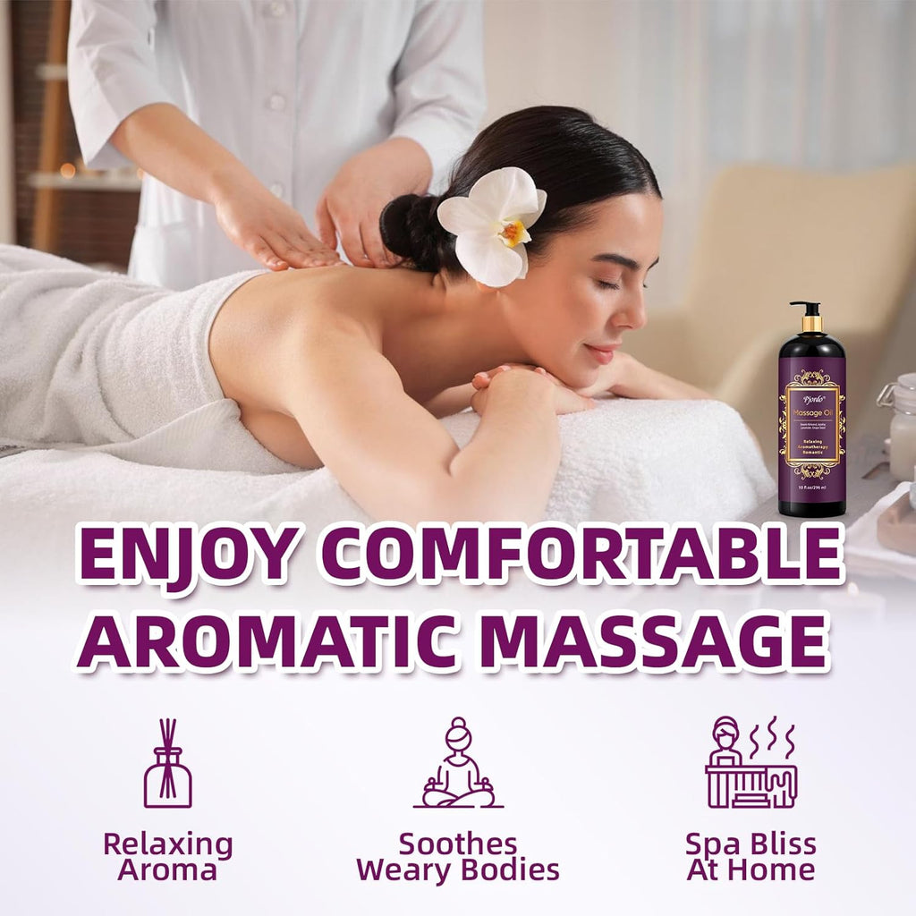 Aromatherapy Lavender Massage Oil, 10 Fl Oz Relaxing Massage Oil for Massage The