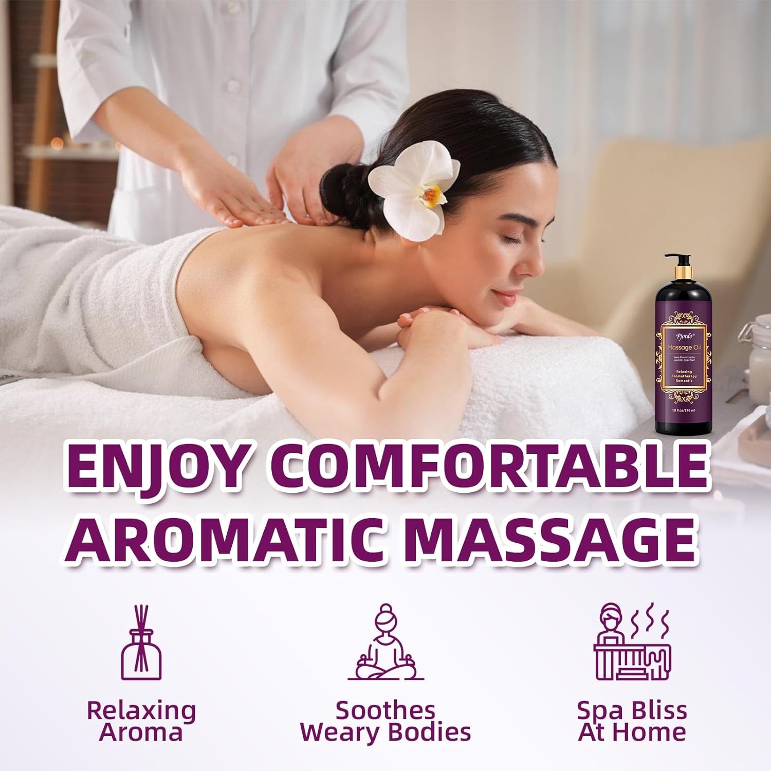 Aromatherapy Lavender Massage Oil, 10 Fl Oz Relaxing Massage Oil for Massage The